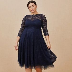NWT Torrid Special Occasion Navy Lace Midi Dress Size 16